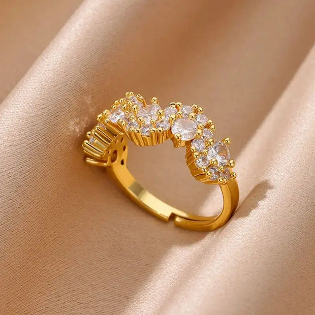 Heart Zircon 18K Gold plated Bridal Rings