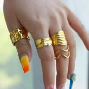Trendy 18K Gold Plated Irregular Stainless Steel Ring