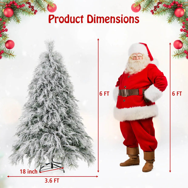 6 ft Flocked Artificial Christmas Tree with 250 LED Lights