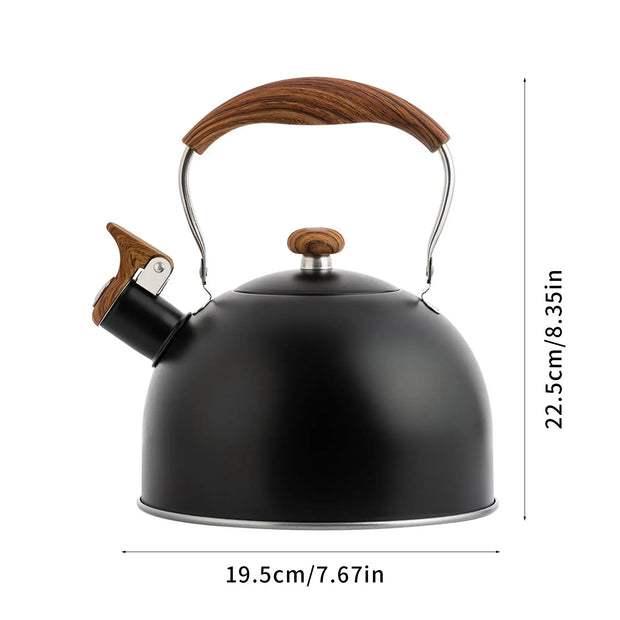 2.5L Stainless Steel Whistling Tea Kettle with Wooden Handle
