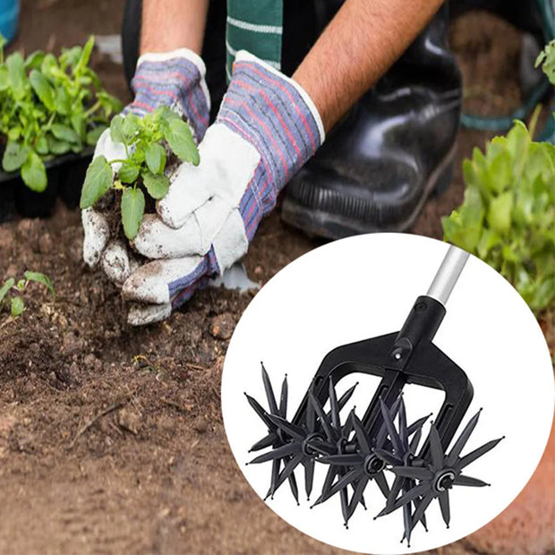 2 in 1 Garden Soil Scarifier Rotary Cultivator Tool