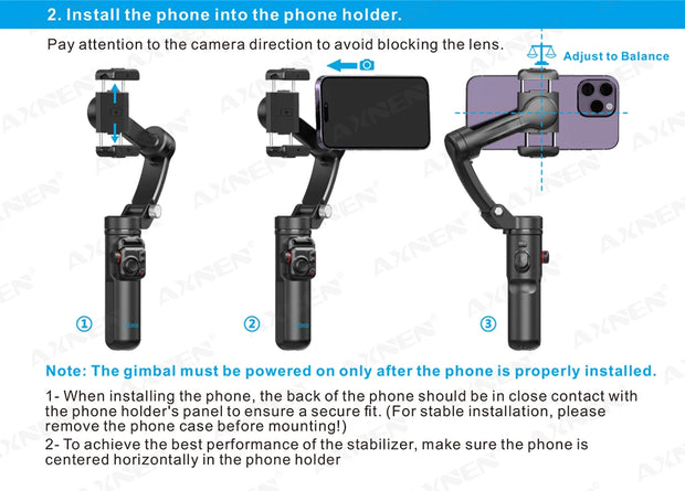 Handheld 3-Axis Gimbal Stabilizer for Smartphones