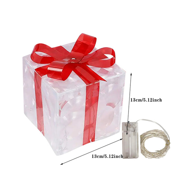Christmas Lighted Gift Box Decoration – Set of 3 Glowing Boxes with Bows