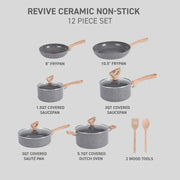 12-Piece Ceramic Cookware Set – Grey Granite