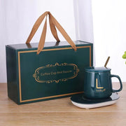 Self-Heating Ceramic Mug Set with Warm Pad Gift