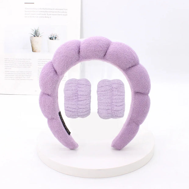 3‑Piece Coral Fleece Spa Headband & Wristbands Set
