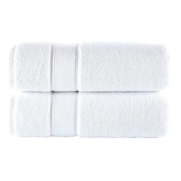 2PCS Large Cotton White Bath Towels