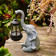 Solar-Powered Resin Elephant Statue