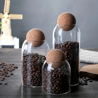 3Pcs/set Glass Storage Jar with Ball Cork Lid