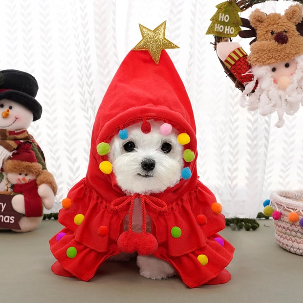 Christmas Tree Pet Costume Cloak for Cats