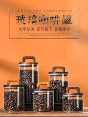 800-2100ml Wood Lid Glass Jar 1pc Airtight Canister Food Container