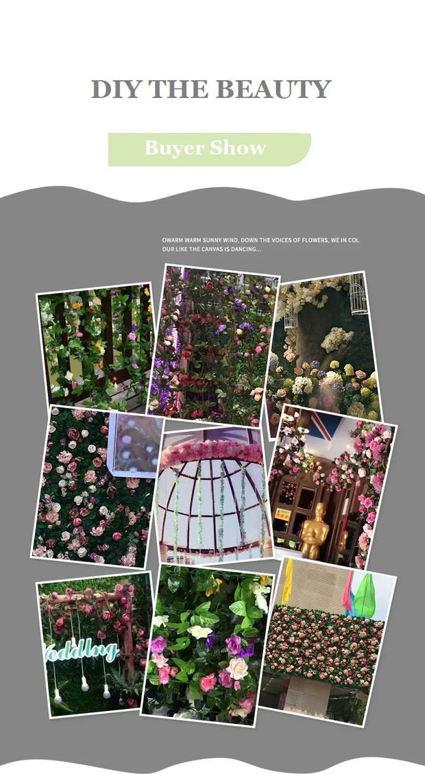 Artificial Rose Garland – 8.2 FT Silk Flower Vine with 45 Blooms & Leaves
