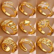 Heart Zircon 18K Gold plated Bridal Rings
