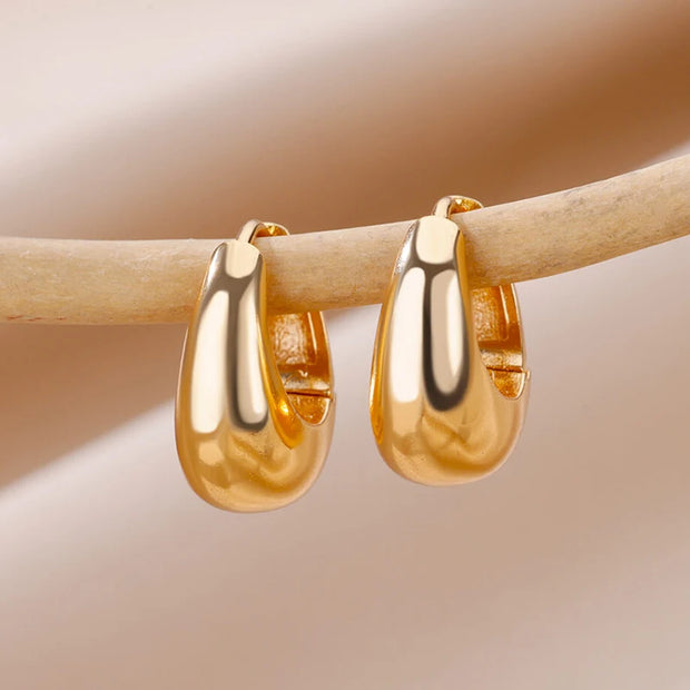 Trendy Heart Hoop Earrings Zircon Metal Women