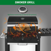 Outdoor Charcoal BBQ Grill with Smoker & Lift able Tray