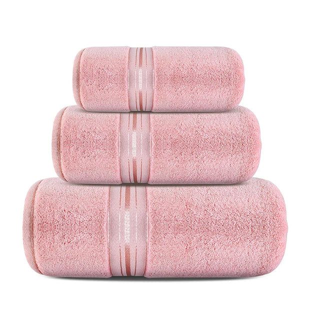 Thick 100% Cotton Absorbent Bath Towel Set