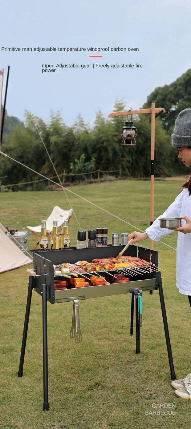 Portable Charcoal Grill with Wind Shield
