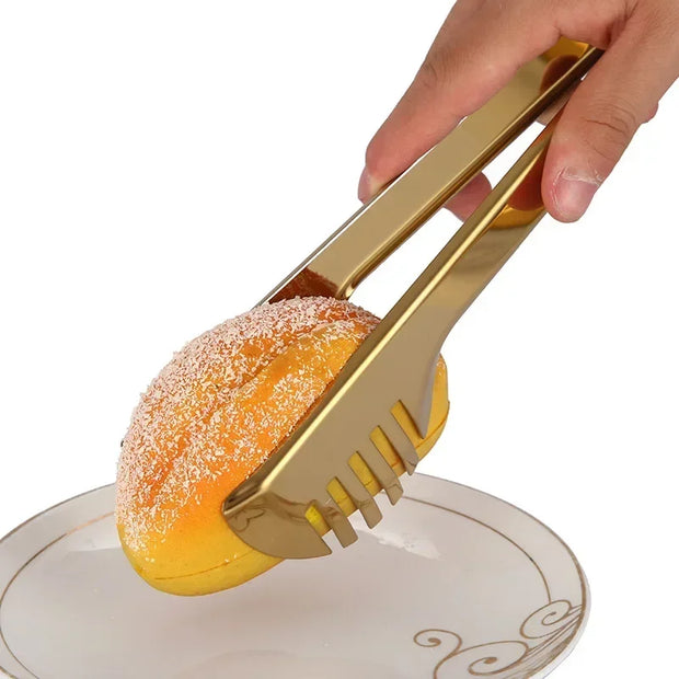 Gold Stainless Steel Kitchen BBQ Tongs Set