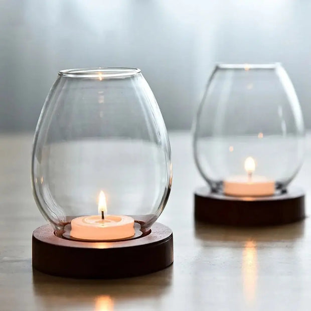 Glass & Wood Candle Stand