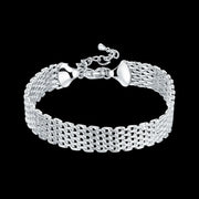 Sterling Silver Solid Charm Bracelet Unisex