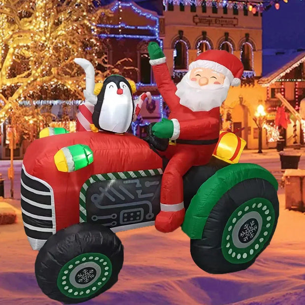 5FT Inflatable Santa Tractor with LED Lights