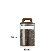 800-2100ml Wood Lid Glass Jar 1pc Airtight Canister Food Container