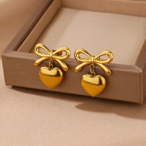 Trendy Heart Hoop Earrings Zircon Metal Women