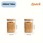 2/4 Pieces, 540Ml/1000Ml Glass Food Storage Jar with Bamboo Lid