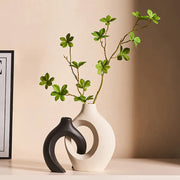 2pcs Nordic Hugging Ceramic Vases Modern Hollow Flower Pots