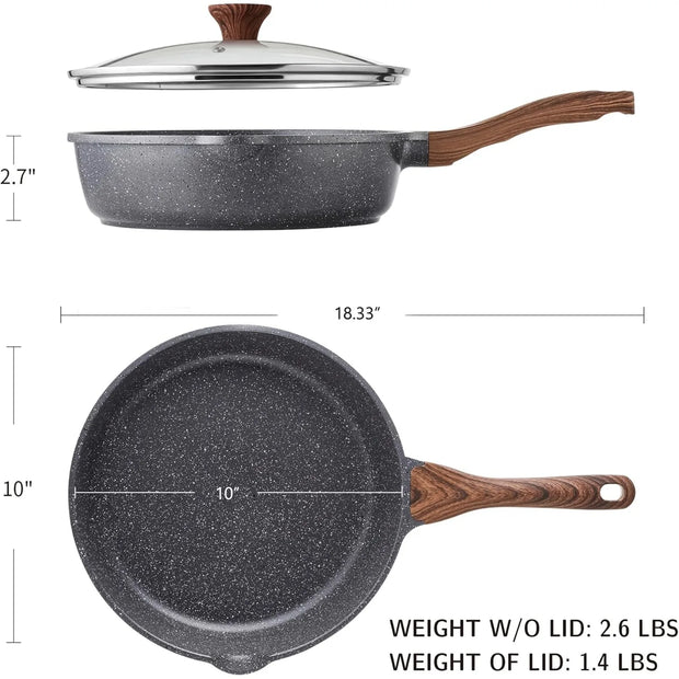 10-Inch Nonstick Deep Frying Pan with Lid