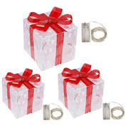 Christmas Lighted Gift Box Decoration – Set of 3 Glowing Boxes with Bows