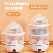 Portable Electric Egg Boiler – 3-Layer Mini Steamer