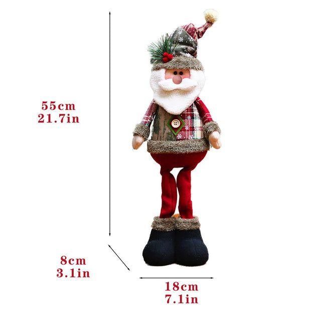Christmas Plush Shelf Sitters – Stretchable Legs Santa, Snowman & Moose Decorations