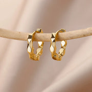 Trendy Heart Hoop Earrings Zircon Metal Women