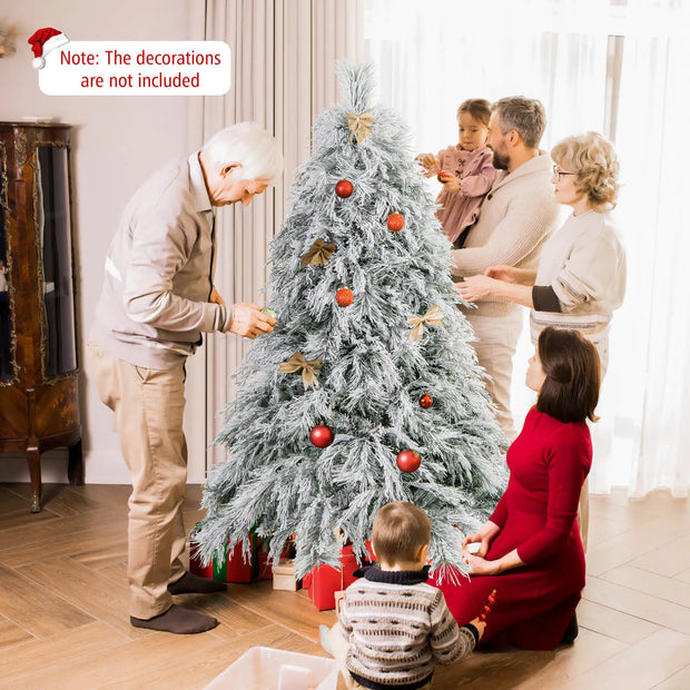 6 ft Flocked Artificial Christmas Tree with 250 LED Lights