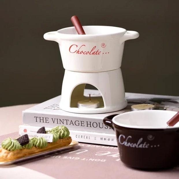 Ceramic Chocolate Fondue Mug with Fork