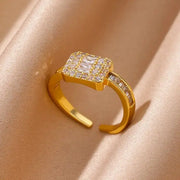 Heart Zircon 18K Gold plated Bridal Rings