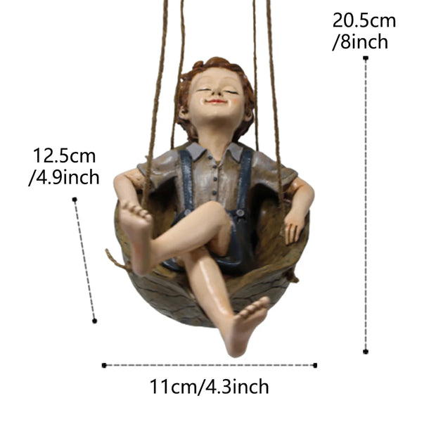 1pc Swing Boy Resin Statue