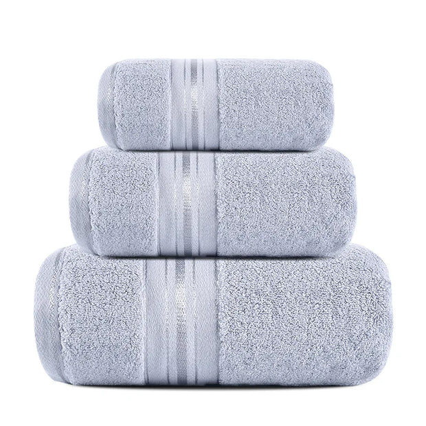 Thick 100% Cotton Absorbent Bath Towel Set