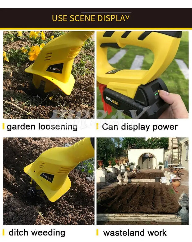 Cordless Electric Tiller/Cultivator – 20V Lithium-Ion Battery
