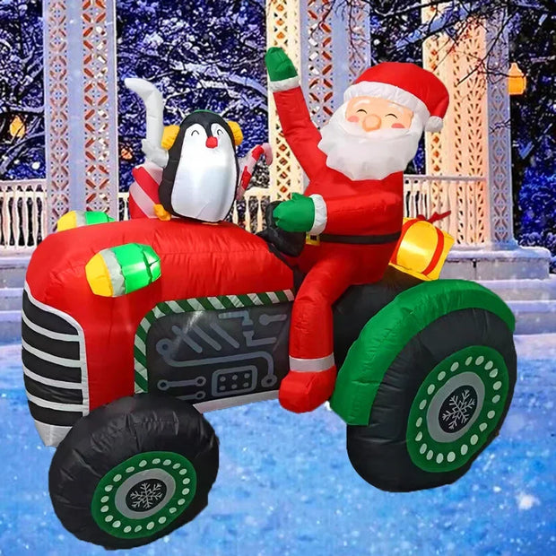 5FT Inflatable Santa Tractor with LED Lights