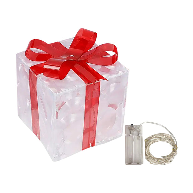 Christmas Lighted Gift Box Decoration – Set of 3 Glowing Boxes with Bows