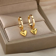 Trendy Heart Hoop Earrings Zircon Metal Women