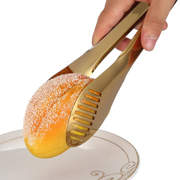 Gold Stainless Steel Kitchen BBQ Tongs Set