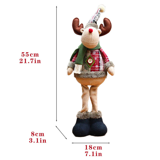 Christmas Plush Shelf Sitters – Stretchable Legs Santa, Snowman & Moose Decorations