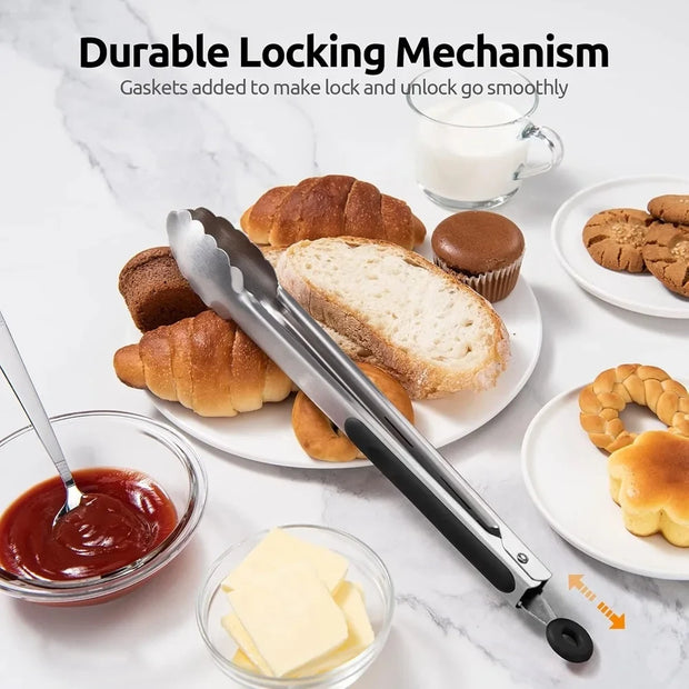 Non-Slip Stainless Steel BBQ Food Tongs