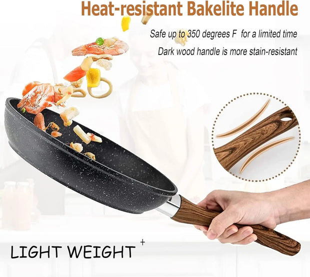 17-Piece Nonstick Cookware Set – Black Granite Induction Pots & Pans