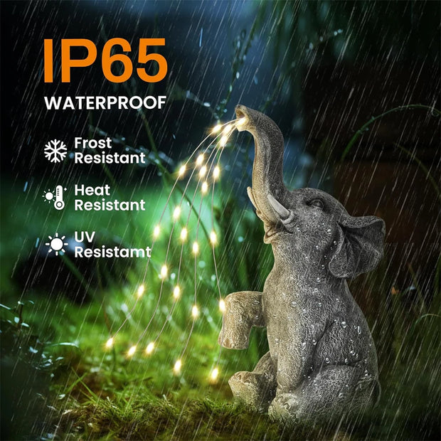 Solar Elephant Garden Ornament with LED Lights