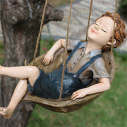 1pc Swing Boy Resin Statue