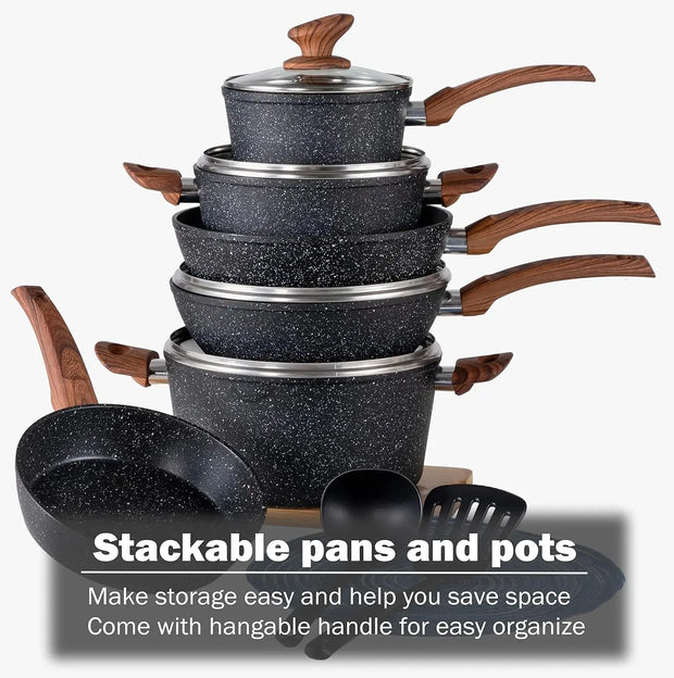 Granite Nonstick Induction Cookware Set 12-Piece Kitchen